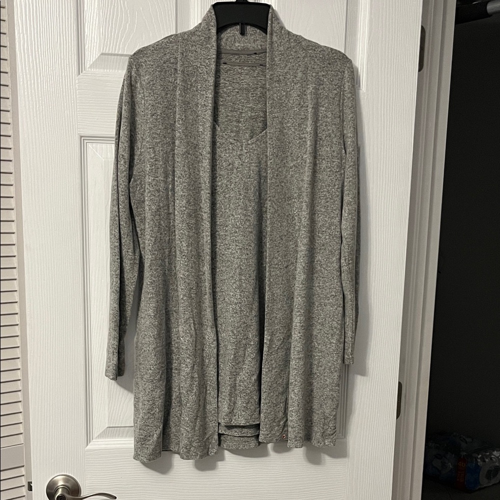 Gray Women's Open Front Cardigan with tank top